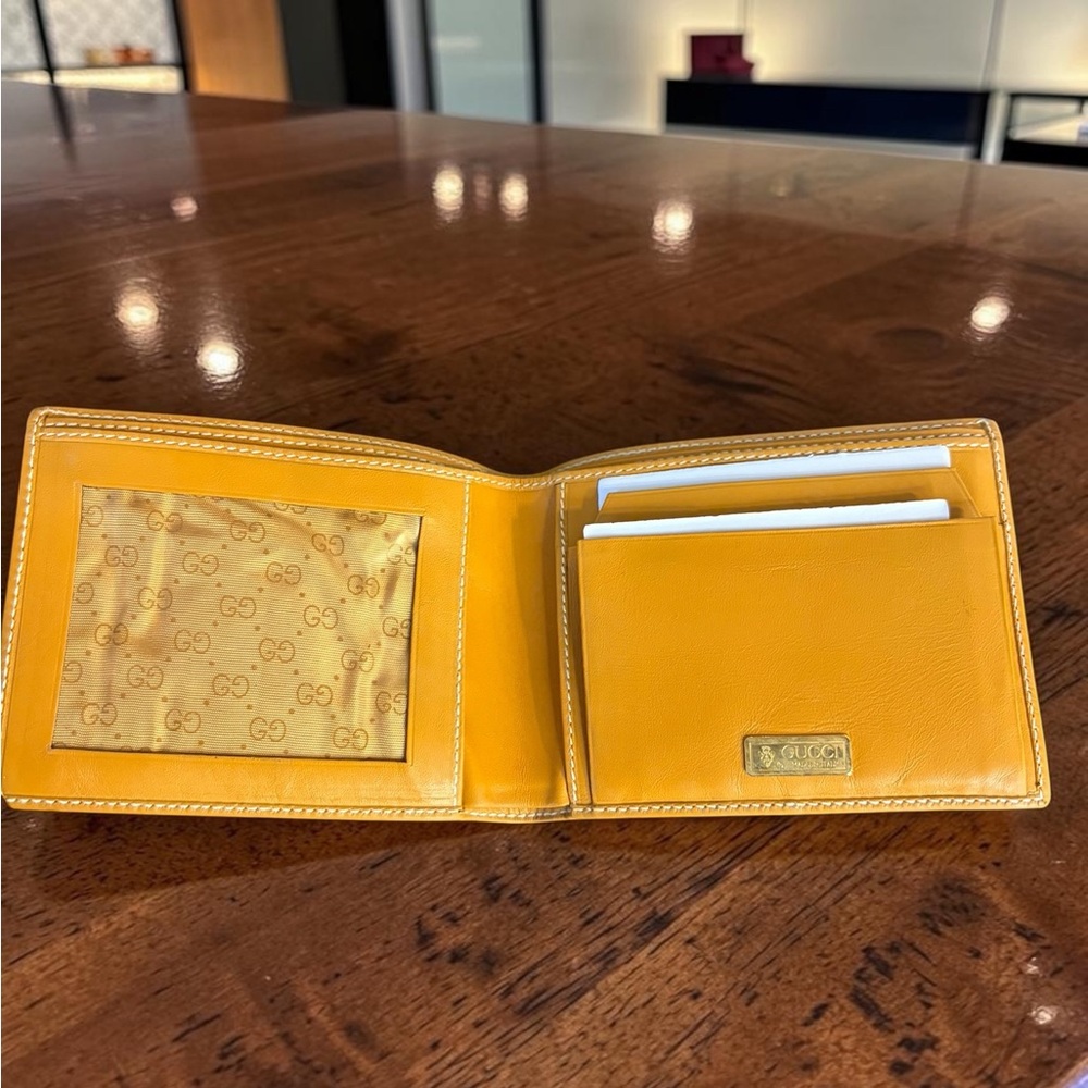 VINTAGE Gucci GG Canvas Bifold Wallet Tan Leather ( 90’s) - Picture 7 of 11